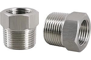 ini moni reducer hex bushing NPT 3/4 male to NPT 1/2 female thread hose adapter, stainless steel forging pipe fitting for connecting gauge water gas air line, 2900 psi