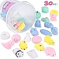 Squishies Squishy Toy, 30 Pcs Squeeze Toys with Storage Box, Fidget Toy Pack Mochi Squishy Toys, Stress Reliever Anxiety Packs Party Favors Goodie Bag Mini Toys for Classroom Rewards for Boy Girl