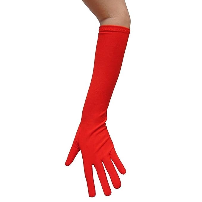 Polyester Elbow Length Gloves Red Amazon.co.uk Clothing