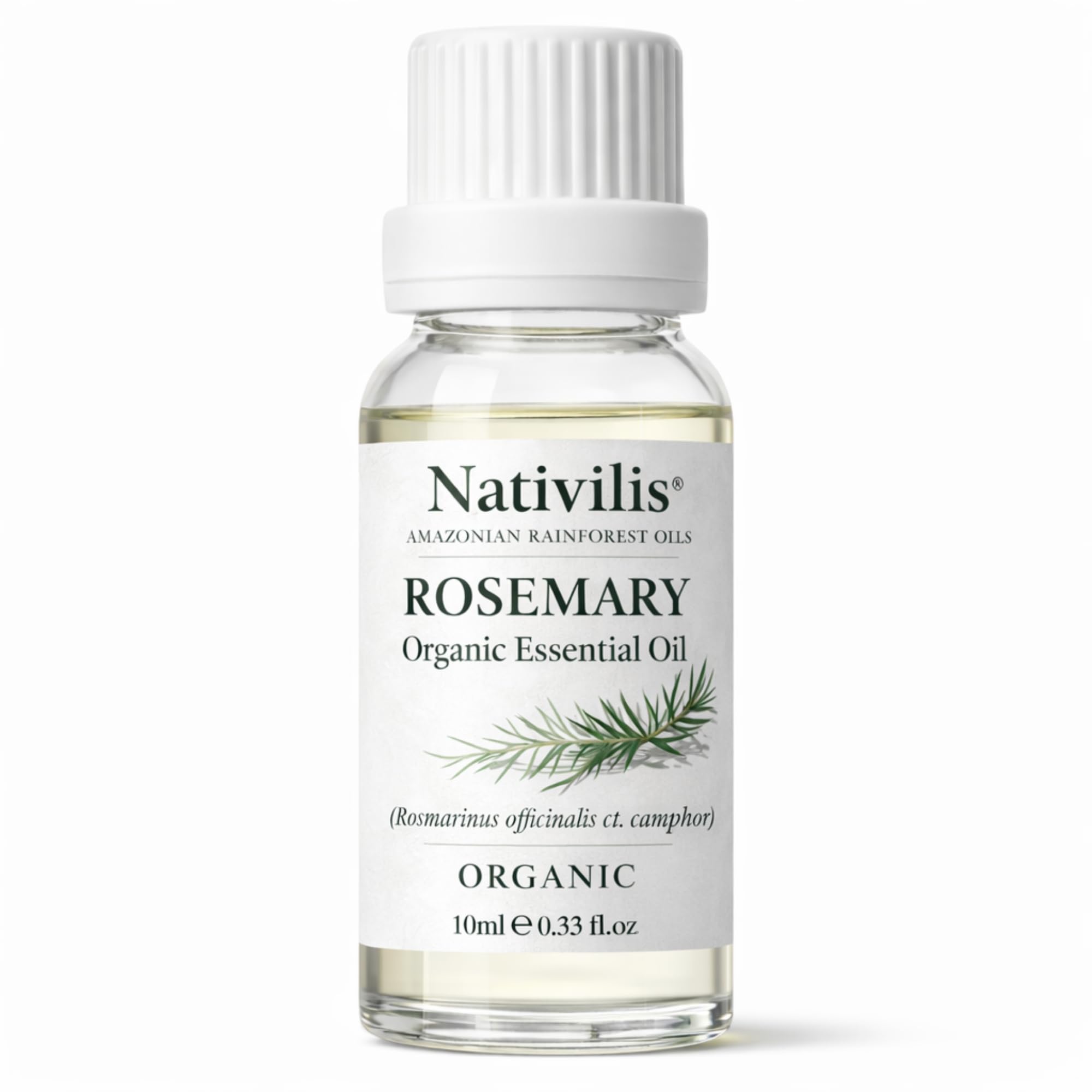 Nativilis Organic Rosemary Essential Oil (Rosmarinus officinalis) - 100% Natural - 10ml (GC/MS Tested) blends very well with Copaiba Oil for facial serum and Aromatherapy