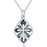 YEESIA Cross Necklace for Women 925 Sterling Silver Cross Shell Pendant Necklace with Black Abalone Religious Birthday Christmas Jewelry Gifts for Her