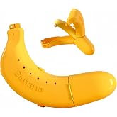 SATONBEYI 1Pcs Banana Case,Banana Holder for Lunch Boxes with Ventilation Holes,Reusable Banana Case Protectors Banana Storage Container to Keep Bananas Fresh(Dark Yellow)