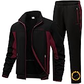 BGOWATU Men's Fleece Lined Tracksuits Set Running Jacket Sweatsuit Sport Pant Jogging Outfits with Zipper Pockets