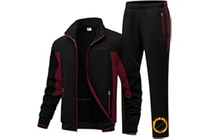BGOWATU Men's Fleece Lined Tracksuits Set Running Jacket Sweatsuit Sport Pant Jogging Outfits with Zipper Pockets