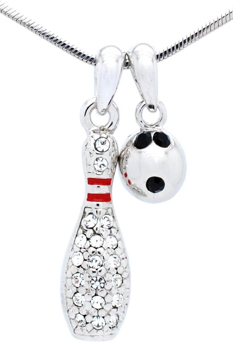 BOWLING necklace Bowling Pin and Ball Necklace Crystal