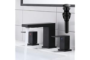 VC CUCINE VCCUCINE Black Bathroom Faucet 3 Hole, 8 Inch Widespread Bathroom Sink Faucet, 2 Handle Matte Black Bath Faucet, Modern Rv Lavatory Vanity Faucet with Pop Up Drain and Water Supply Lines