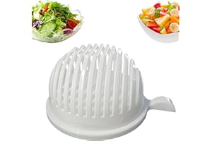PICKZO Salad Cutter Bowl, Veggie Choppers and Dicers, Salad Chopper Bowl and Cutter, Multi-Functional Fast Salad Cutter Bowl, Salad Cutter Bowl with Lid Fast Vegetable Cut Set (White)
