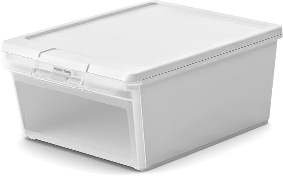 Caja de plástico blanco - 20 litros de almacenamiento con tapa y tapa