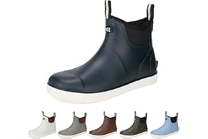 HSBDNZQ Men’s Deck Boots, Deck Shoes Waterproof Rain Boots, Saltwater Fishing Ankle Boots, Non-Slip Rubber Garden Muck Boots for Gardening Boating Camping Sailing Fishing
