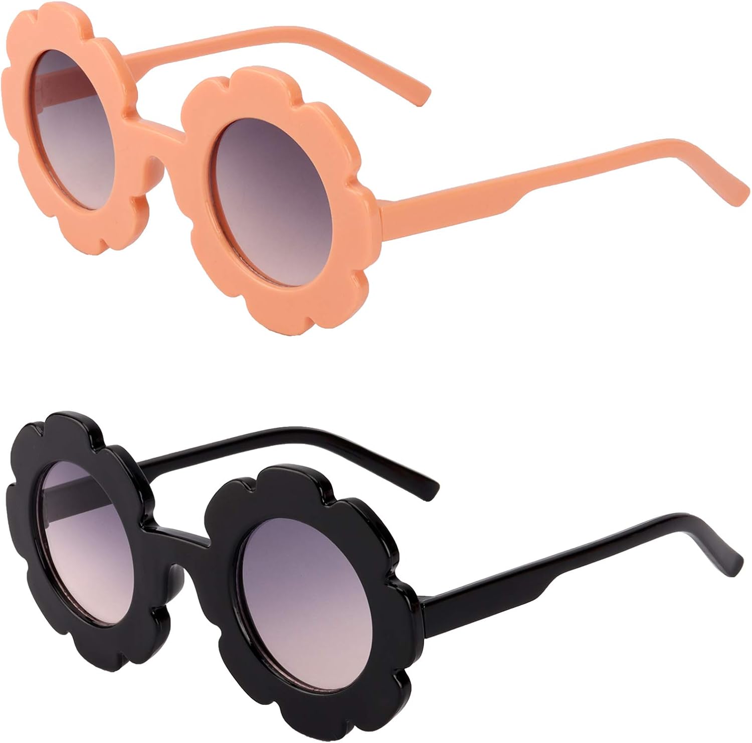 Flower Sunglasses for Kids, 2 Pieces Round Flower Cute Toddler