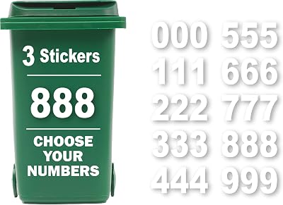 Rubigo 3 x Bin Numbers for Wheelie Bins 0-9 Weatherproof Self Adhesive 17.5cm