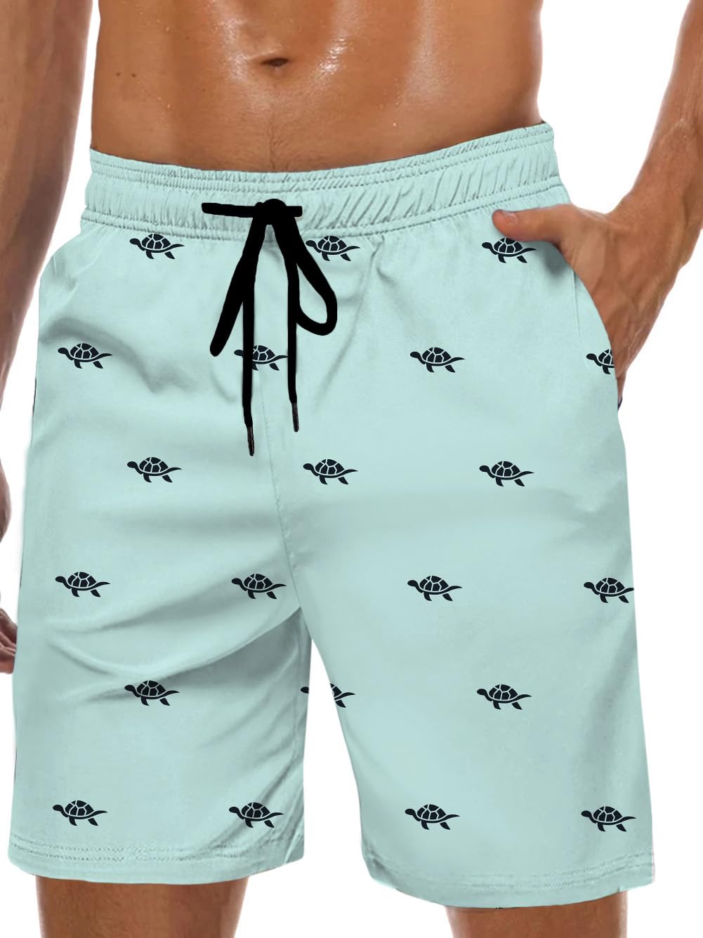 Photo 1 of Lzzidou Men's Swim Trunks 8 Inch Inseam Mesh Lining Board Shorts Quick Dry Bathing Suit Turtle