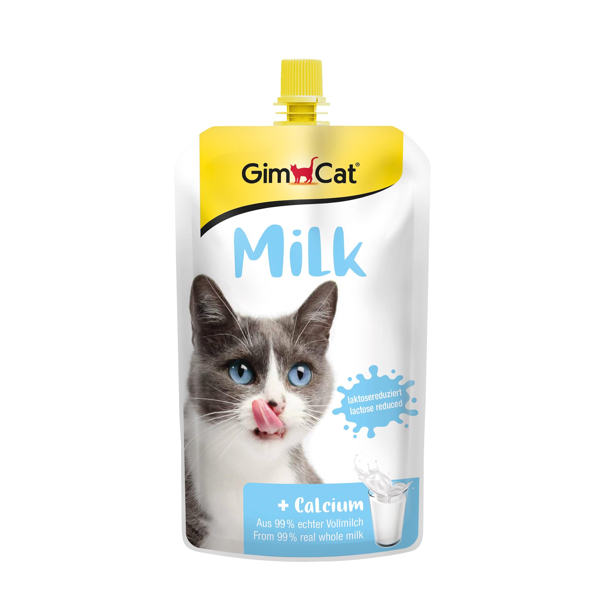 GimCat Milk - Cat milk made from real, lactose-reduced whole milk with calcium for healthy bones - 1 bag (1 x 200 g)