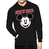 Disney Mickey Mouse Hoodie Mens Big Face Graphic Print Pullover Sweatshirt