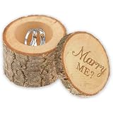 Fodattm Wooden Printed Personalized Rustic Ring Holder Box Jewelry Box Shabby Chic Wedding Ring Bearer Box