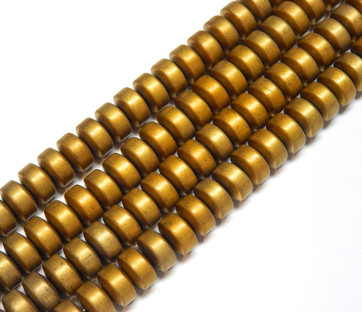 Hematite Beads Heishi Spacer Beads Beads Strands Non Magnetic Flat Round Gold Matte Synthetic Hematite Loose Beads Charms (8x4.5mm, 85pcs)