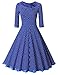 MUXXN Women's 1950s Rockabilly 3/4 Sleeve Swing Vintage Dress (S, Blue Dot)