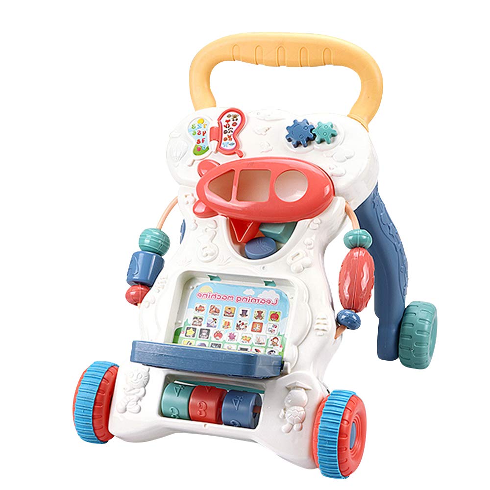 Multifunctional Baby Walker Anti-Rollover Sit-to-Stand Walker Stroller with Multiple Activities Music Toys Center Push Pull Walking for Babies Infants Toddlers