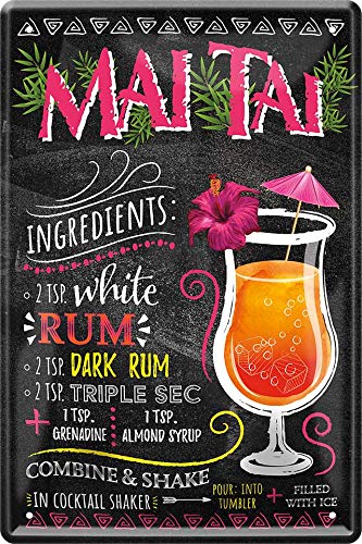 Mai Tai Cocktail Rum 20 x 30 cm House Bar Party Cellar Decorative Tin Sign 70