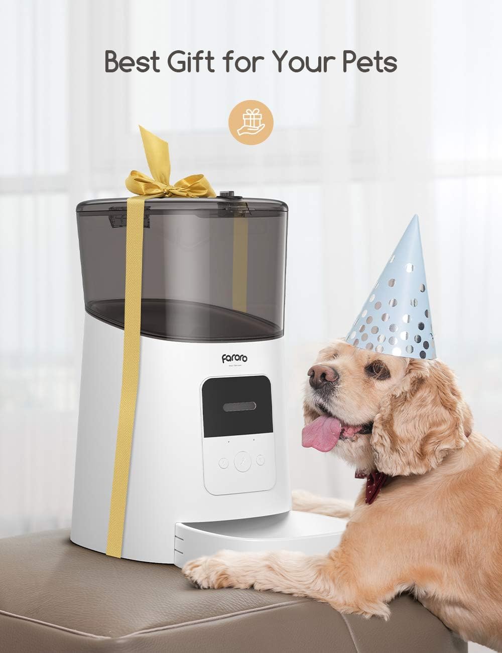Pet Supplies : Faroro Automatic Cat Feeder 2.4G WiFi Enabled 6L Smart Food Dispenser for Cats and Small Dogs with App Control, Programmable Timer, Distribution Alarms and Voice Recorder Up to 15 Meals per Day : 