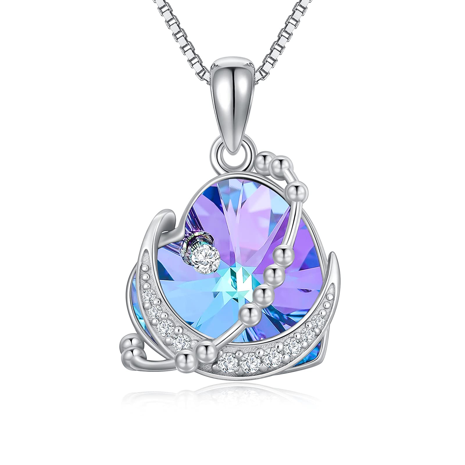 URONE Friendship Love Heart Pendant Sterling Silver Morse Code Necklace with Crystal from Austria Friendship Jewellery Gifts for Women Mum Sis Friend