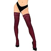 sofsy 100% OEKO-TEX Certified - Italian Women's Opaque Thigh High Stockings | Ultra Soft Dual Silicone Lace Top Stay Ups