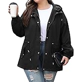 Bloggerlove XL-5XL Women Plus Size Rain Jacket Lightweight Raincoat with Hood Waterproof Outdoor Windbreaker