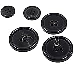 Set of 5pcs Matte Classic Black Suit Buttons - Genuine Buffalo Horn - Ideal for Craft, Autumn and Winter Woolen Coat Sewing Supplies