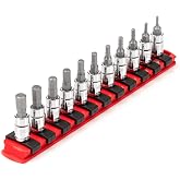 TEKTON Hex Bit Socket Set, 11-Piece | SHB90106 | 1/4 Inch Drive, (2 - 8 mm), Socket Rail