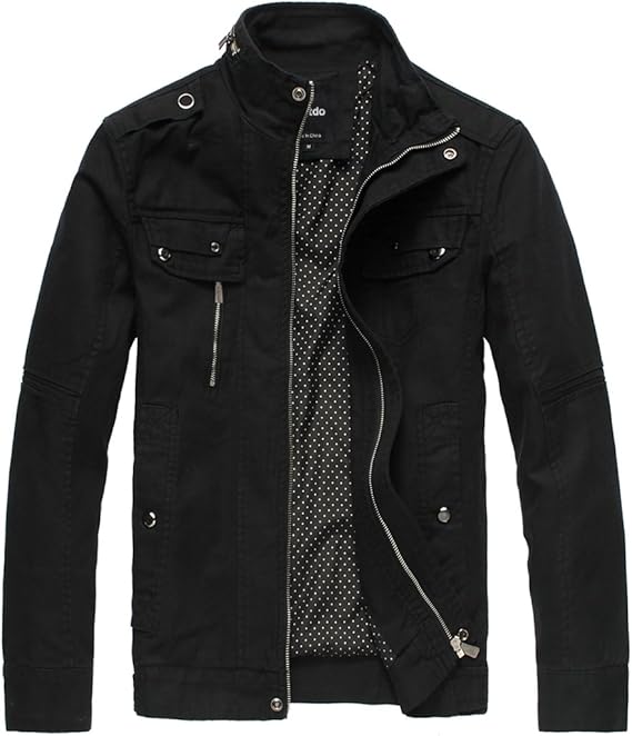 Amazon Wantdo メンズ ミリタリージャケット 長袖 アウター 男性用 スタンドカラー 軽量 ブラック S コート ジャケット 通販