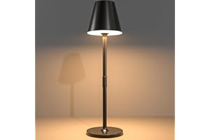 Timjorman Modern LED Cordless Table Lamp, 4000mAh Rechargeable Battery, 3 Level Brightness Night Light, Metal Shell, Minimalist Design, for Couples Dinner/Coffee Table/Restaurant/Bedroom, Black