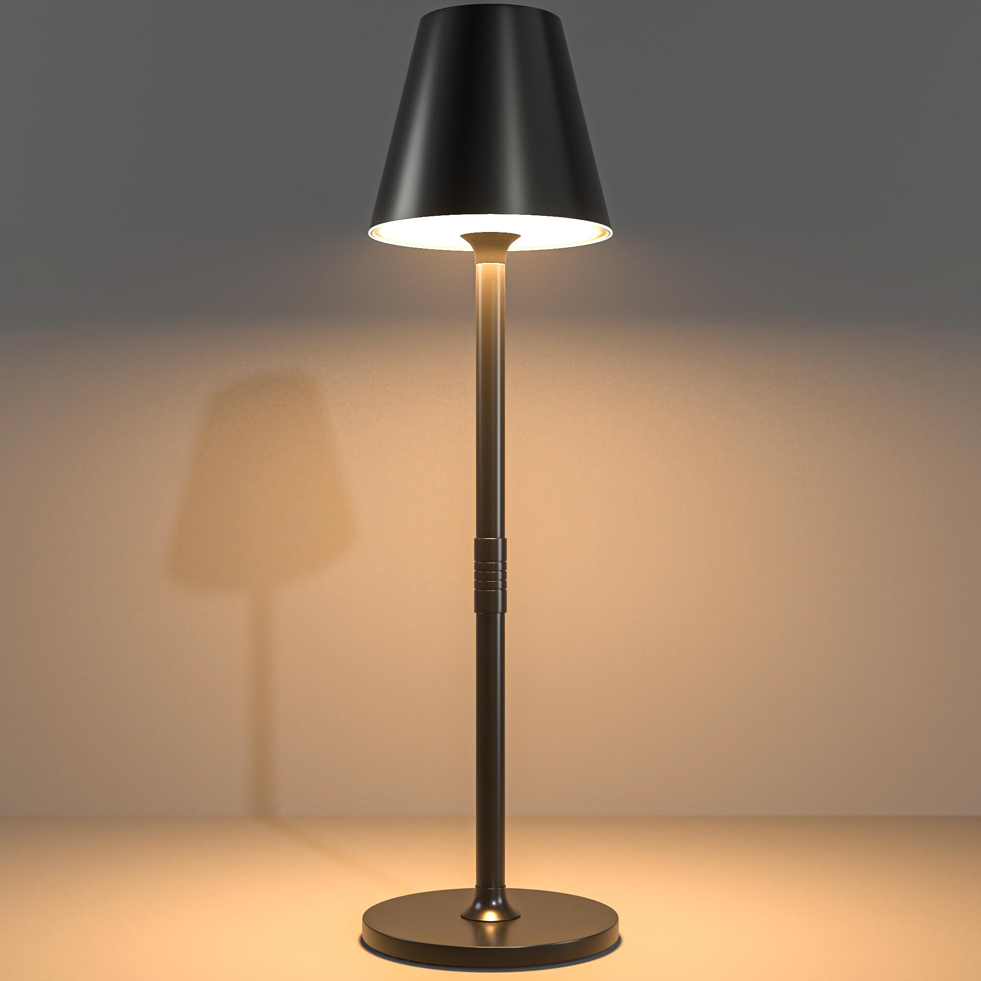 Photo 1 of Timjorman Modern LED Cordless Table Lamp, 4000mAh Rechargeable Battery, 3 Level Brightness Night Light, Metal Shell, Minimalist Design, for Couples Dinner/Coffee Table/Restaurant/Bedroom, Black