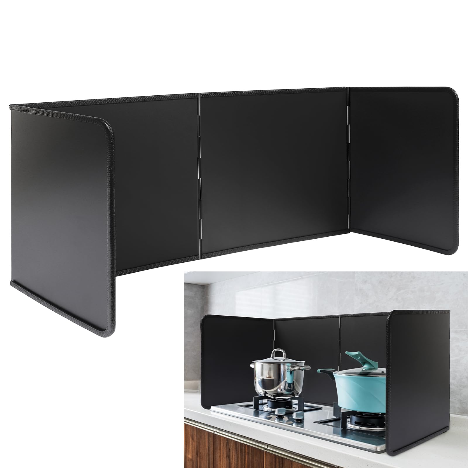 Photo 1 of 4 Sided Oil Splatter Guard Grease Splatter Guard Stove Splatter Guard, Splatter Guards Splatter Screen for Frying Pan,Large Foldable Splash Guard for Stove Top, Upgrade Steel Anti Splatter Shield,30CM