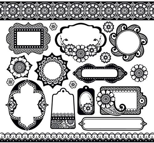Susans Labels & Borders Color Me Resist Scrapbooking Paper
