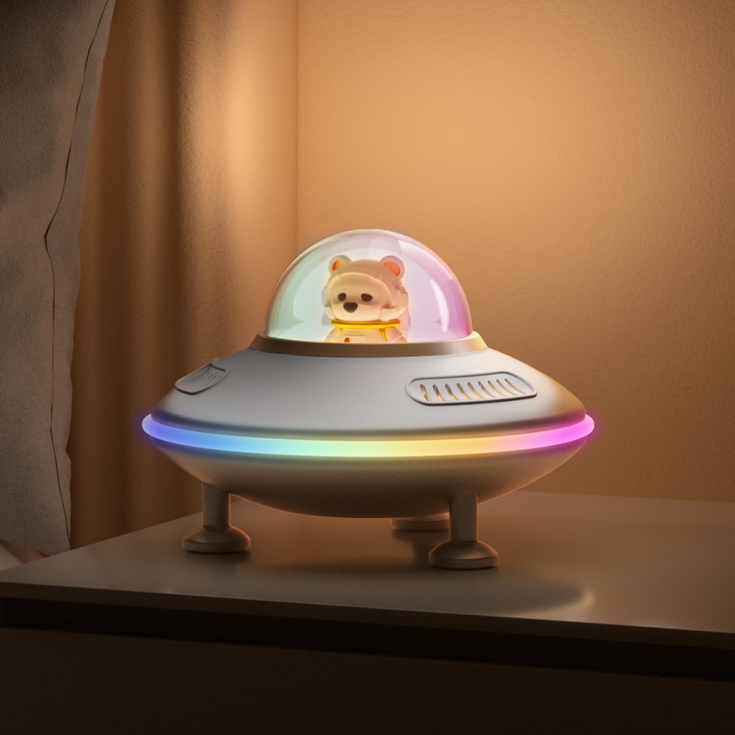 Astronaut Bluetooth Speaker with RGB LED Lights Support AUX/TF Card/U-Disk Music Night Light Kids Cool Stuff for Home,Game Room Decor Wireless Speaker Gifts for Men,Boys,Him,Boyfriend,Teenage(Silver)