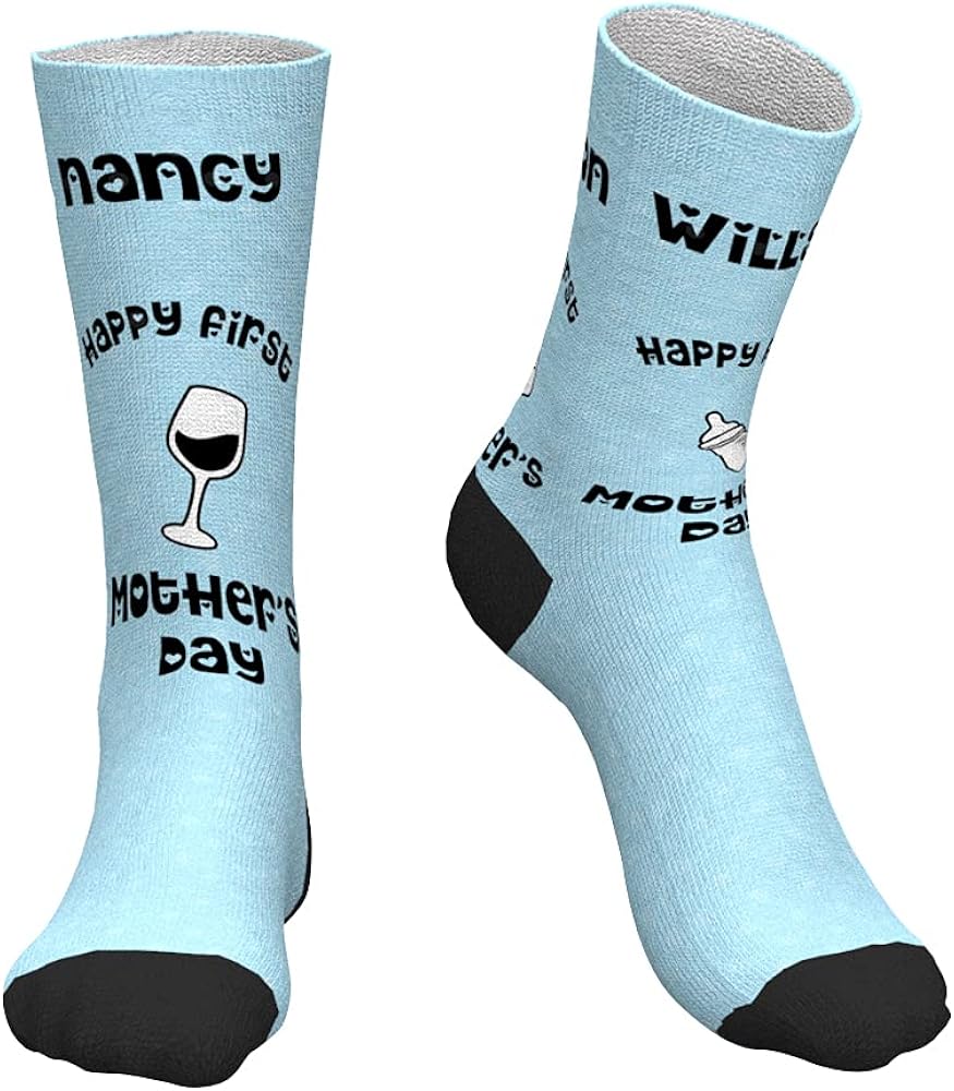 Mothers Day Socks Custom Printed and Personalized Crew Socks with Your Text Name