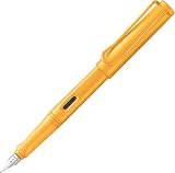 LAMY Safari Mango Fountain Pen F Nib Ergonomic Grip Blue Cartridge