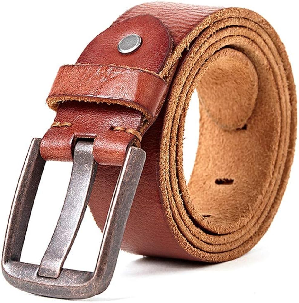 HMSTUDIO Men'S Belt Leather Youth Pin Buckle Pure Leather Belt Youth