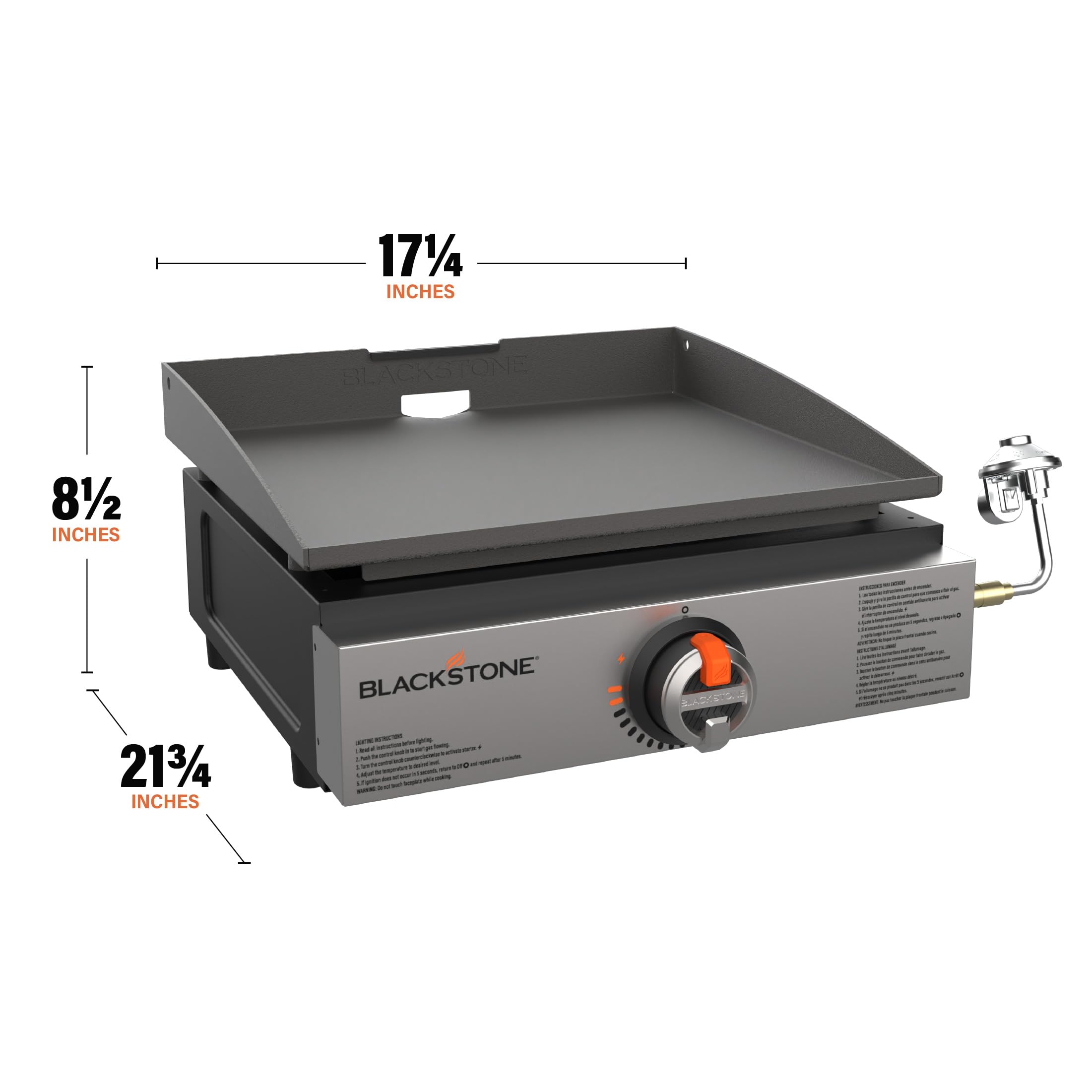 Blackstone 1971 Original 17” Tabletop Griddle with Stainless Steel Front Plate, Powder Coated Steel, Black