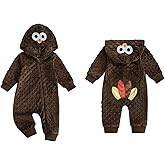 FIOMVA Thanksgiving Outfit Baby Boy Girl Turkey Costume Newborn First/1st Thanksgiving Clothes Plush Romper Jumpsuit Fall