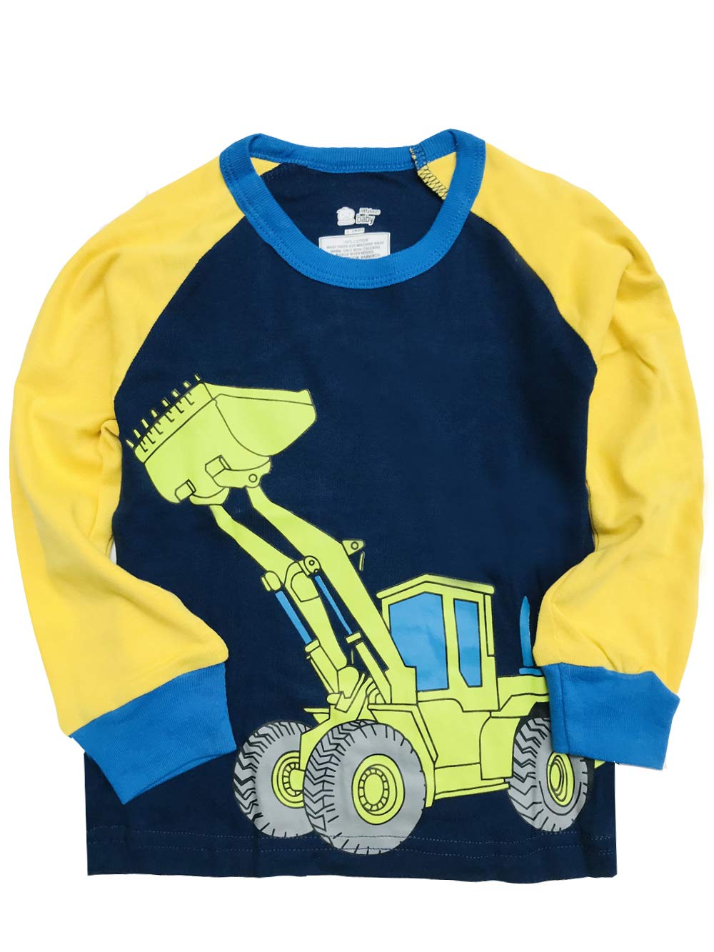 Little Boy Chirstmas Pajamas for Boys Pajamas Kids Excavator Pyjama Nightwear Sleepwear Long Sleeve Pjs Set Size 2-3 Years 3T Christmas Thanksgiving Gifts Thanksgiving Yellow