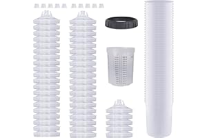 Aflybltol Disposable Paint Cups for Automotive Paint Gun, HVLP Paint Spray Gun 27 Ounce (800ml) Kit with 50 Cups and Lids Systerm, 1 Hard Cup with Retainer Ring and 10 Plugs