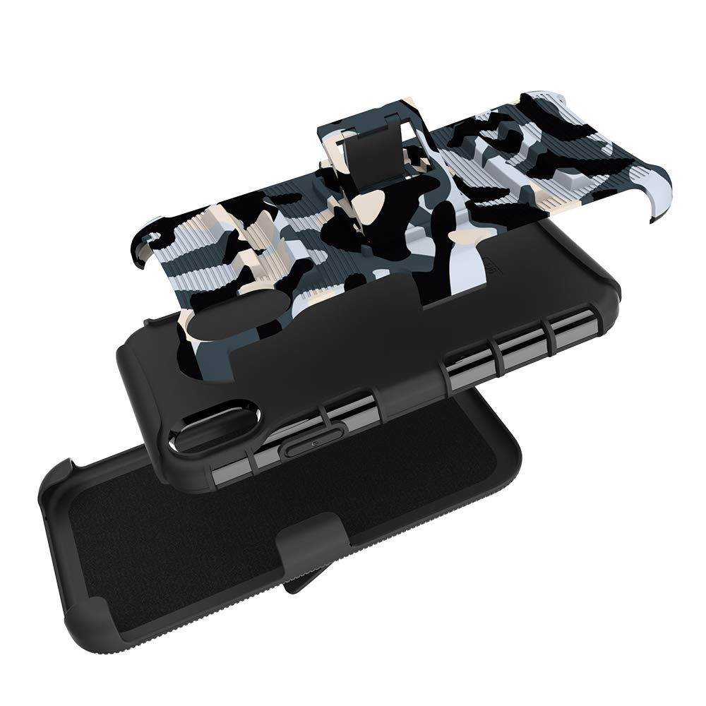 iPhone XR Case, Shockproof Heavy Duty Rugged Locking Swivel Holster Belt Clip Kickstand Magnetic Full Body Hard Armor Protective Shell Phone Cover Case Compatible with iPhone XR