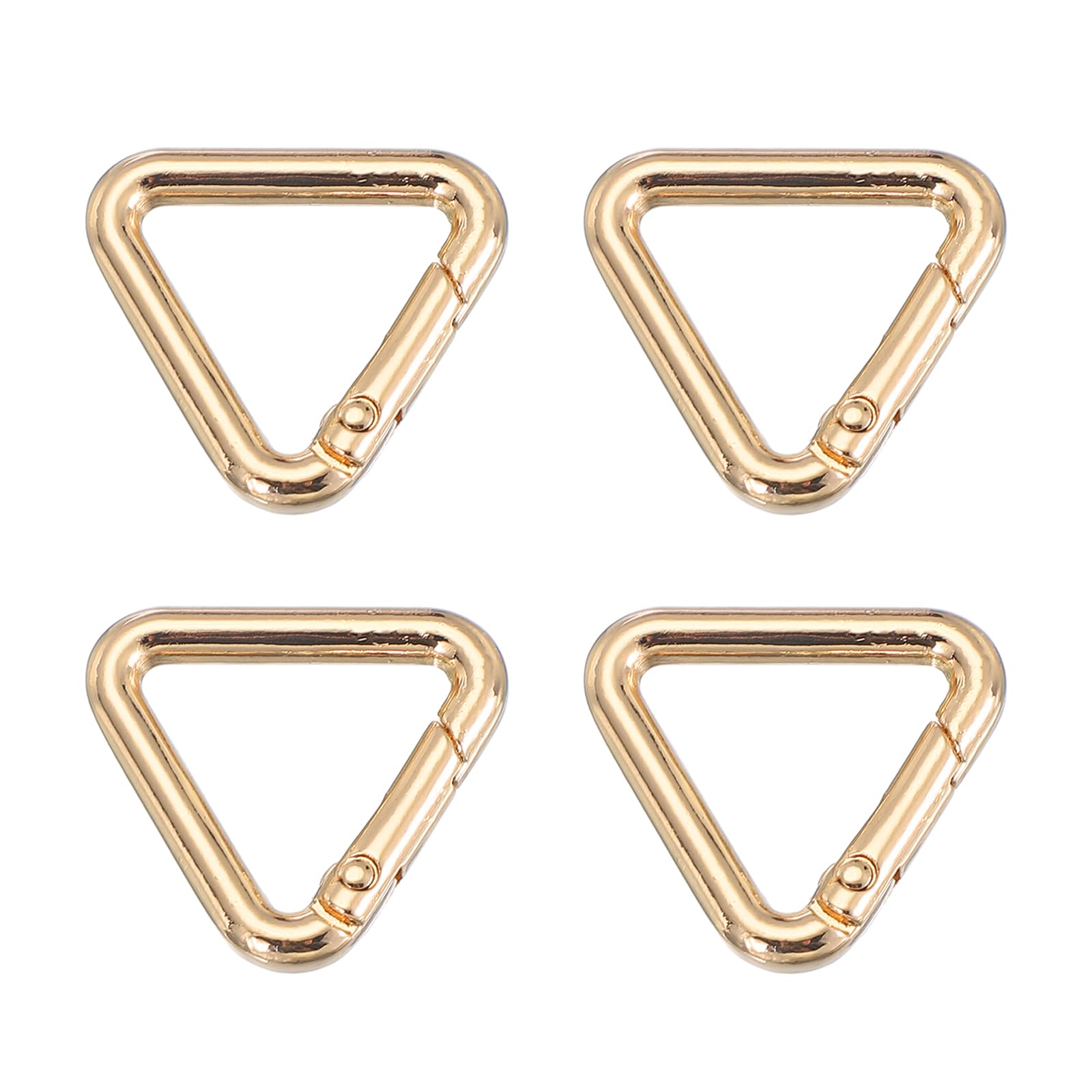 PATIKIL 0.78" Triangle Ring Buckle, 4 Pack Metal Spring Snap Clip Jump Rings Trigger Keychain Belt Fastener Connectors for DIY Purses Handbag Strap Clasp, Gold