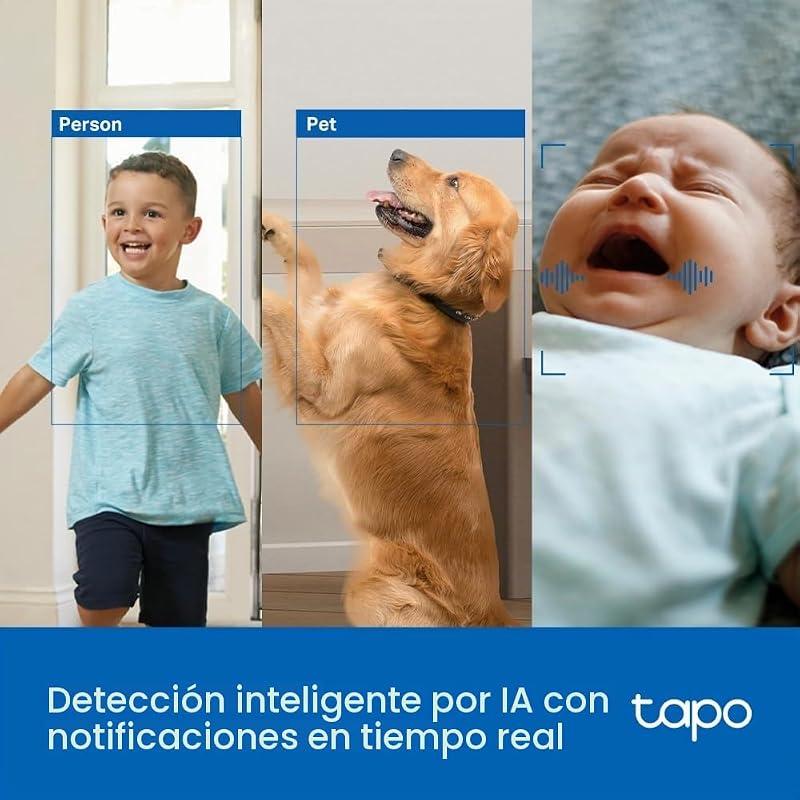C250 4K Cámara de vigilancia Interior 360°, detección de IA Local y Seguimiento de Movimiento con Zoom, visión Nocturna por Infrarrojos, Zona de Bloqueo de privacidad, Memoria Micro SD o Nube