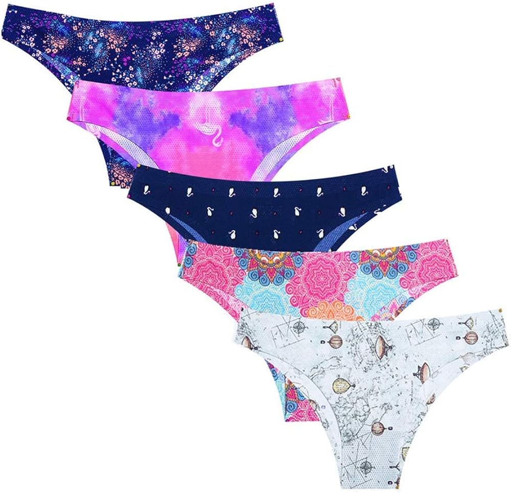 KATCOCO Sexy Floral Seamless Underwear Invisible Bikini No Show Women Panties