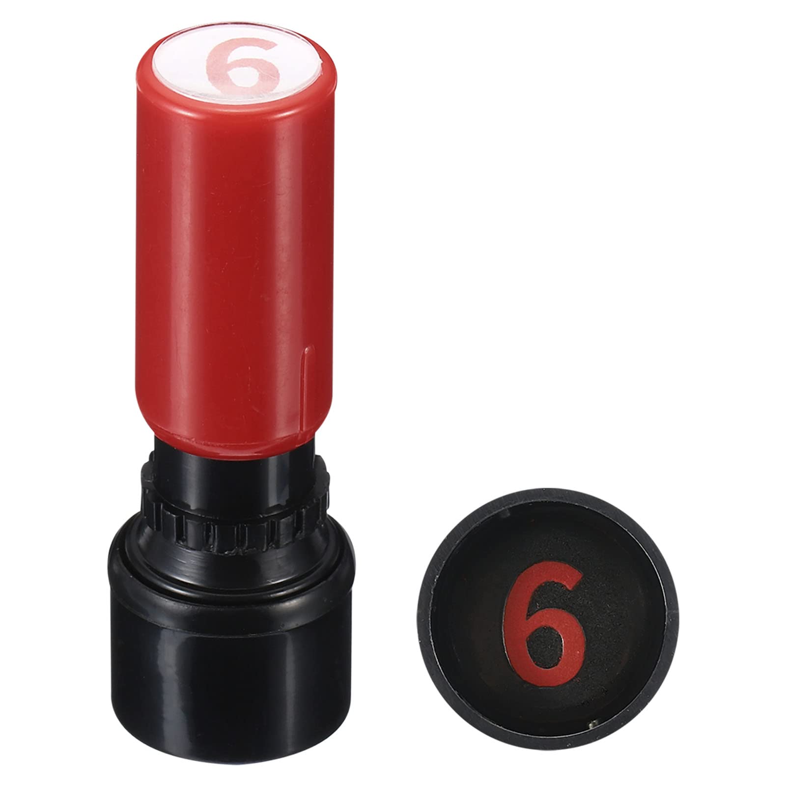 PATIKIL Number Stamps Self Inking, Numeral 6 7mm Number Stamp Teacher Stamp Initial Stamp Ink Stamp for Class Notebook Scrapbooking DIY Craft, Red Shell