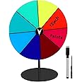 RGQSUN 12Inch Spinning Prize Wheel with Stand and Dry Erase Marker,8Slots Roulette Spinner for Games,Engaging Home Parties,Trade Show,Carnival Events