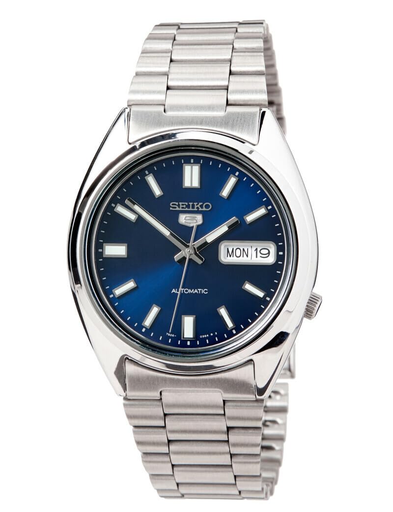 Reloj SEIKO 5 automático con esfera azul de 38 mm y acero inoxidable para hombre SNXS77