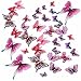 Topixdeals 36pcs 3D Double Wings Butterfly Stickers Making Stickers Wall Stickers Crafts Butterflies with Sponge Gum and Pins (Pink)